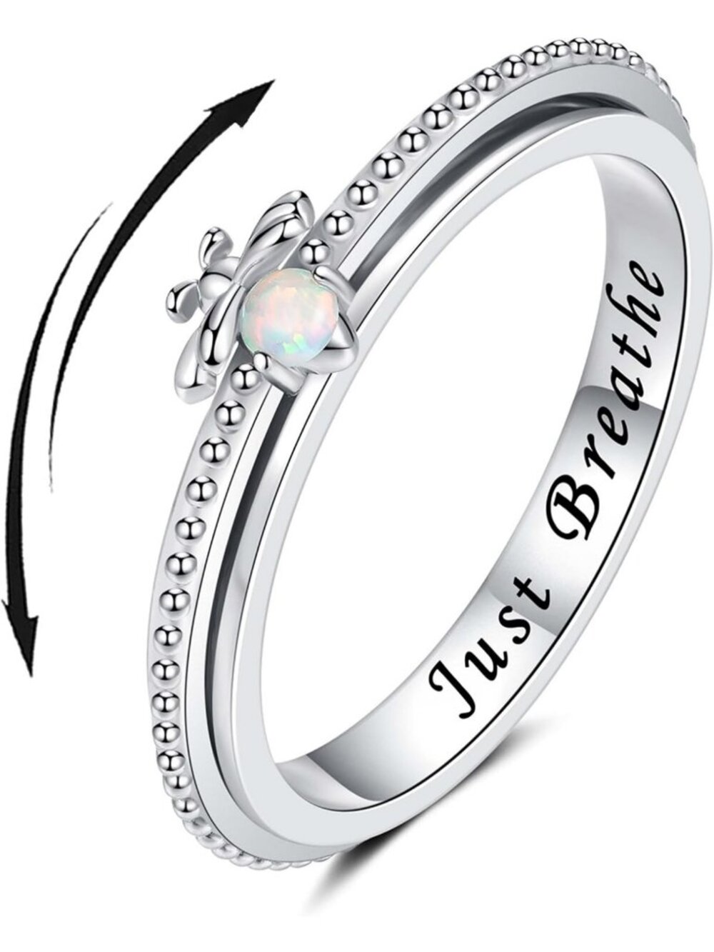 Sterling Silver Fidget Spinner Ring for Stress Relief | Anxiety Jewelry Gift